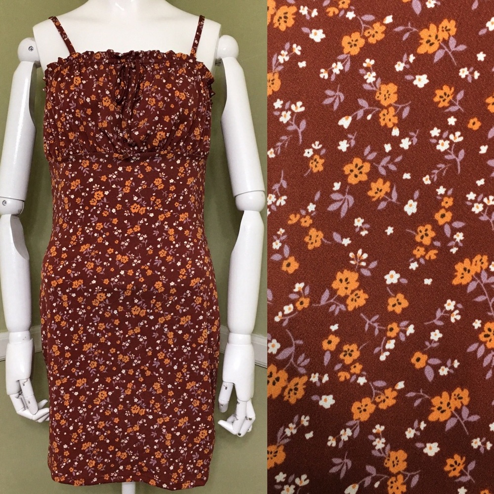 Bailey Blue Ditsy Tank Dress, Terracotta, sz M - Picture 2 of 8